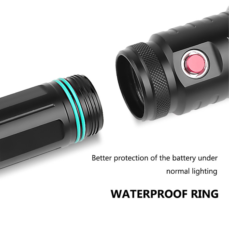 XHP70 Fixedfocus Strong Brightness Waterproof Flashlight Amphibious Diving Torch