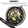 Partsdom Mens Pocket Watch Mechanical Black Steampunk Skeleton Retro Chain