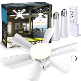 Laliled Ceiling Fan with Light – Socket Fan Light with Remote & APP Control, 18 inch Small Ceiling Fan 6 Speeds and 3 Lighting Modes, Ideal for Bedroom, Kitchen, Dining Room, and Living Room (White)