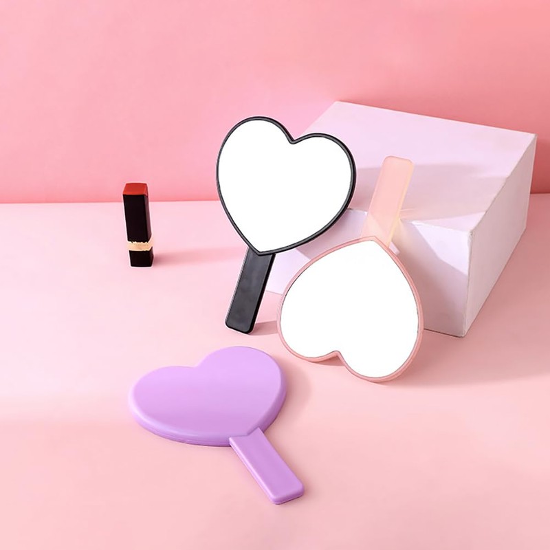 Heart Shaped Handheld Cute Travel Mirrors - Lightweight & Portable