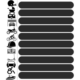 Trifletopia 10PCS Reflective Stickers - Motorcycle Helmet Stickers - Night Safety High Visibility - Black Reflective Tape Strips (8 x 1 cm)
