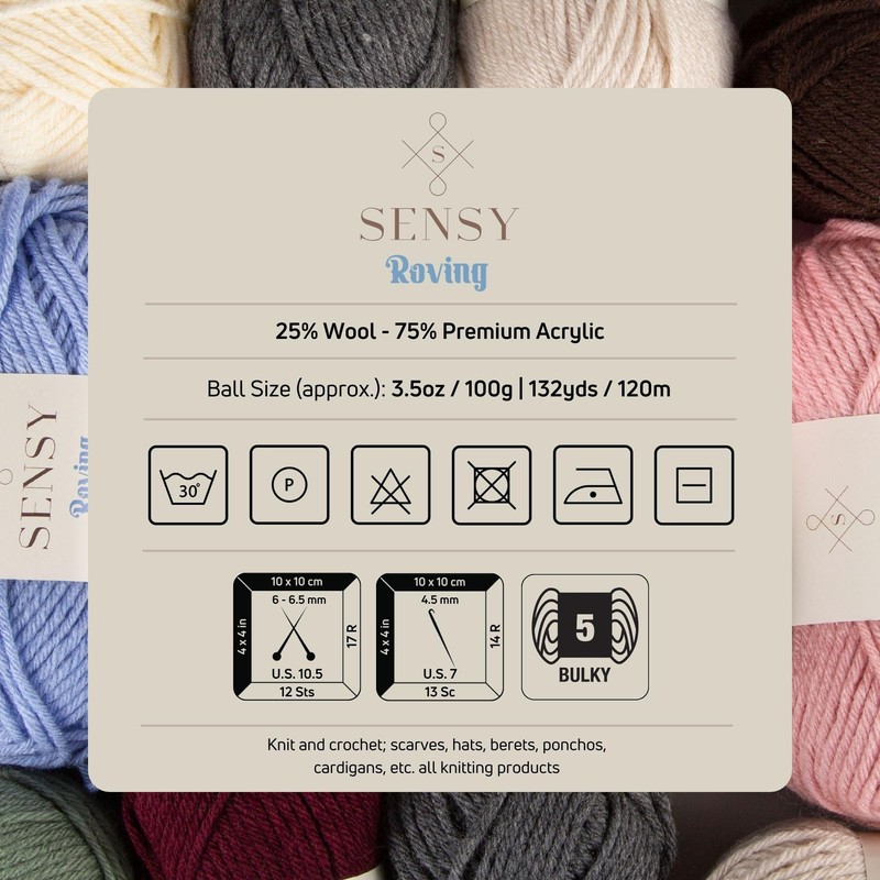 3 madejas de hilo Sensy Roving, 3.5 onzas, 132 yardas,