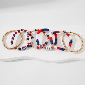 LALAPPLE Preppy Heishi Clay Bead Stretch Bracelets for Women Stackable Gold Pearl Evil Eye Beaded Bracelets Boho Summer Beach Jewelry for Women