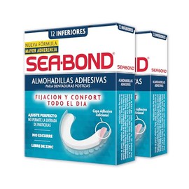 Sea-Bond Kit Almohadilla Adhesiva para Dentaduras Postizas Inferiores, 2 pack 12 Piezas Cada una