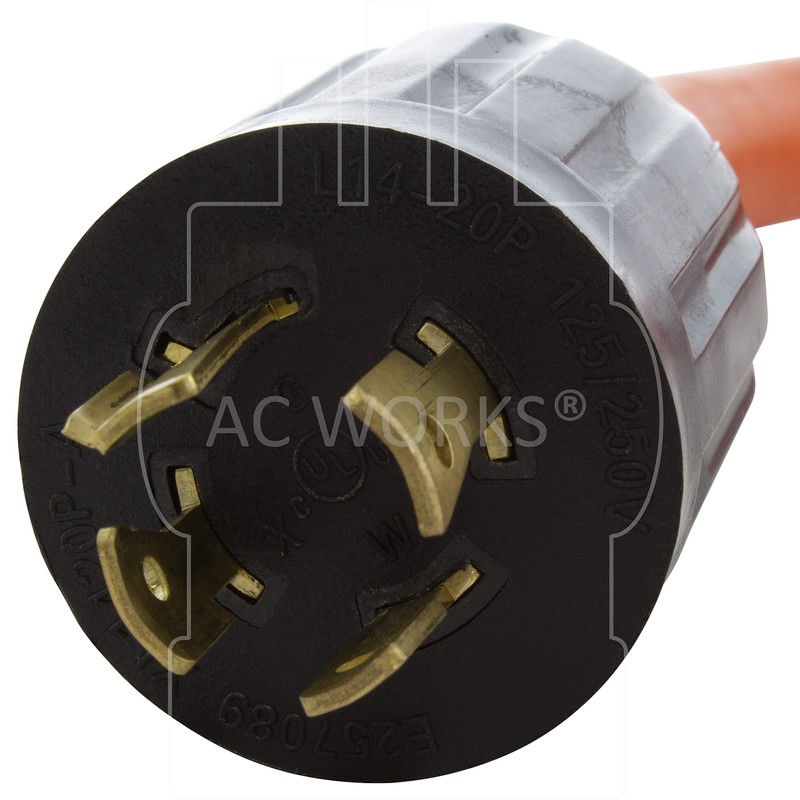 AC WORKS L14-20P 20Amp 4-Prong Generator Locking Plug to (4)