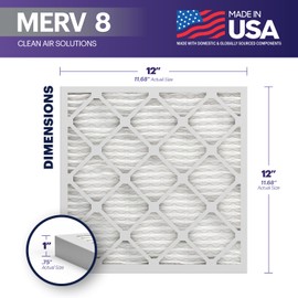 BNX TruFilter 20x24x1 Air Filter MERV 8 (6-Pack) - MADE IN USA – Dust & Pet Defense Electrostatic Pleated Air Conditioner HVAC AC Furnace Filters for Dust, Pet, Mold, Pollen MPR 600 – 700 & FPR 5