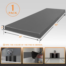 PROGOAL 1 Pack Wall Protection Pad,Sport Wall Padding Gym Basketball-Court Garage Protectors with 2” Thick Foam,Durable High-Cushioning Padding for Wall-Mounted Basketball Hoops(60" L x 20" W,Grey)