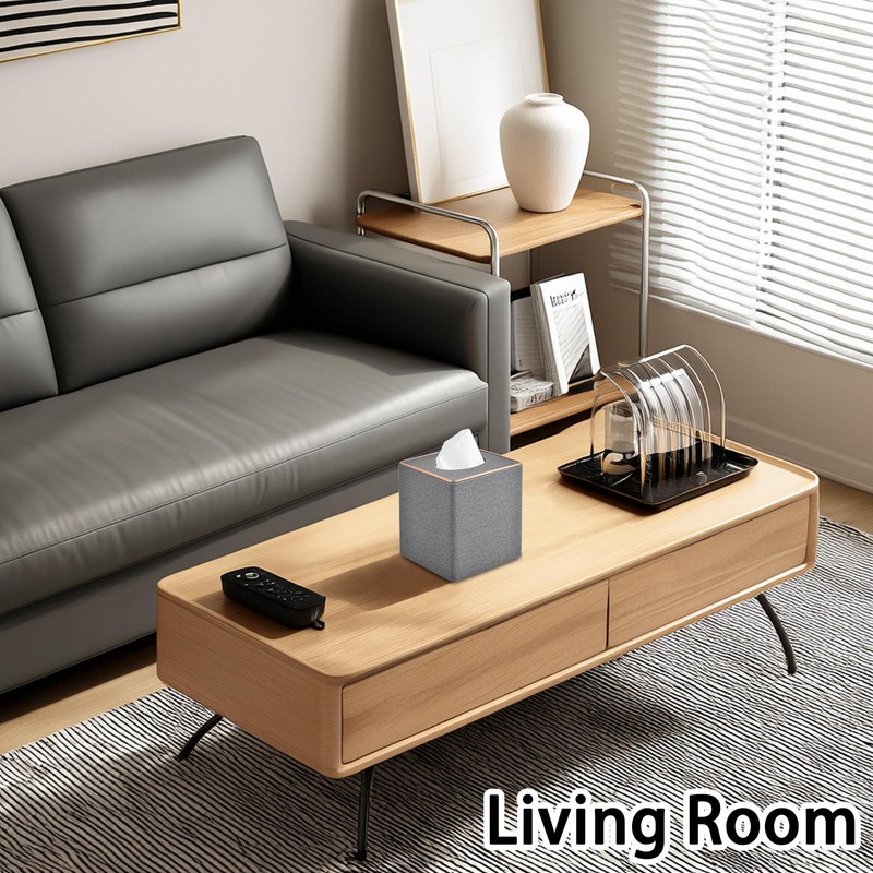 XNONE Tissue Box Cover Pu Leather Tissue Box Holder Square
