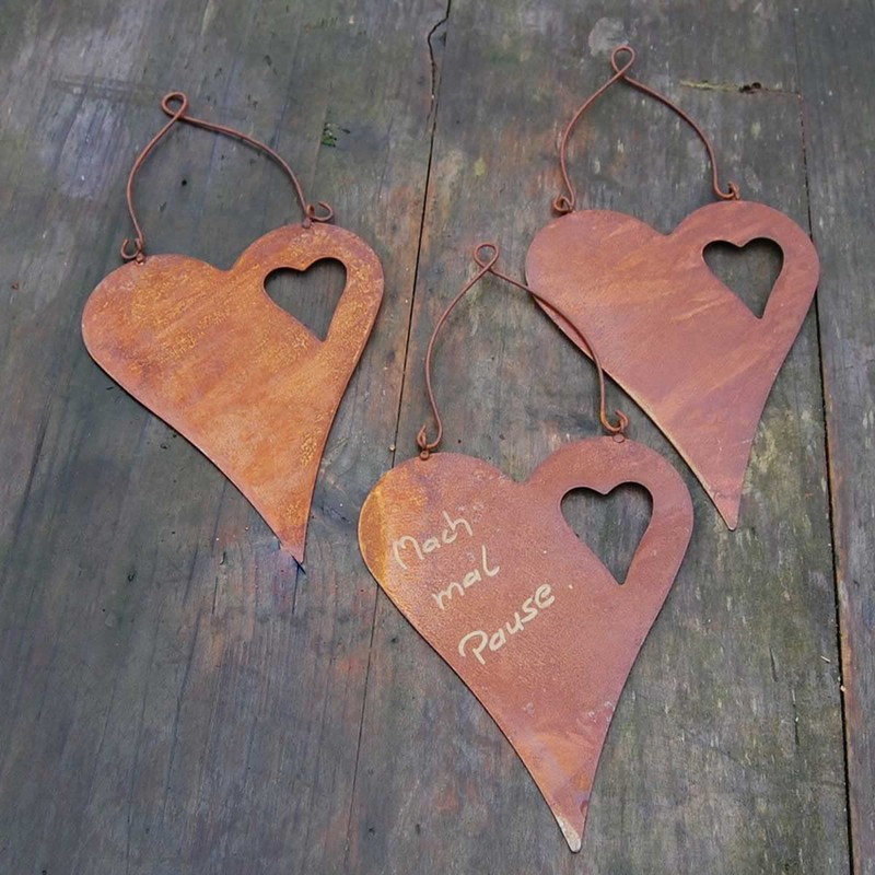 Storm's Gartenzaubereien Decorative Heart in Rust Look for Labelling, Set