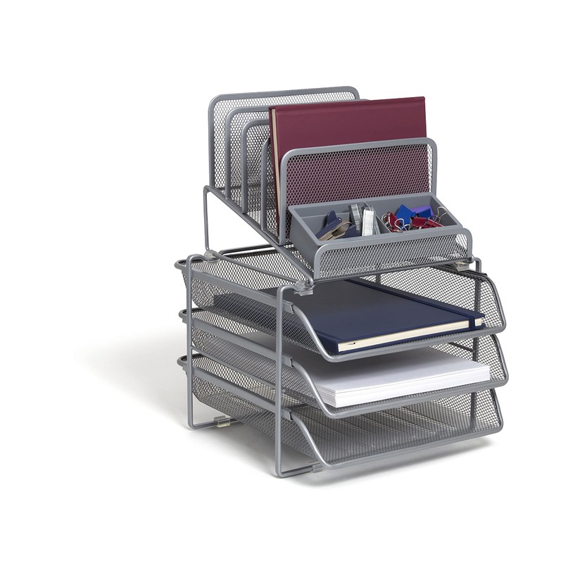TRU RED Staples All-In-One 10-Compartment Wire Mesh Desk Organizer -