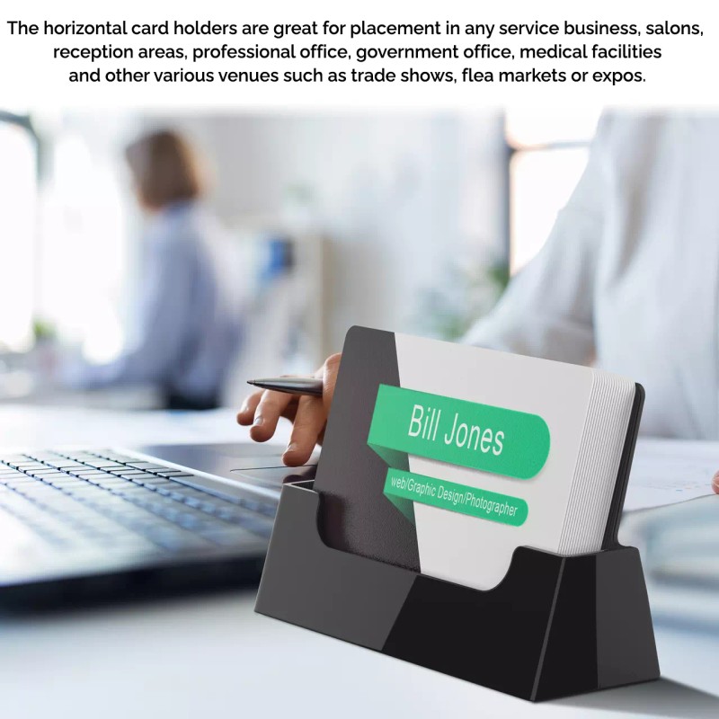 Marketing Holders 10 Pack Black Business Card Holder Countertop Horizontal
