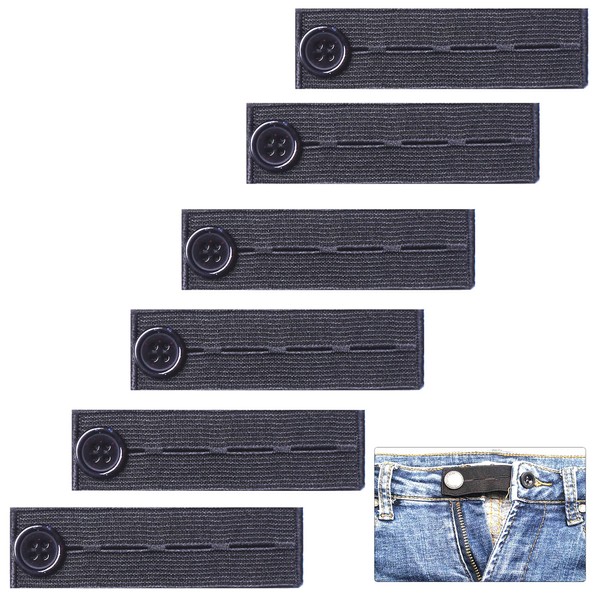 AXEN 6 Pieces Elastic Waist Extenders, Adjustable Wasitband Expanders, Button