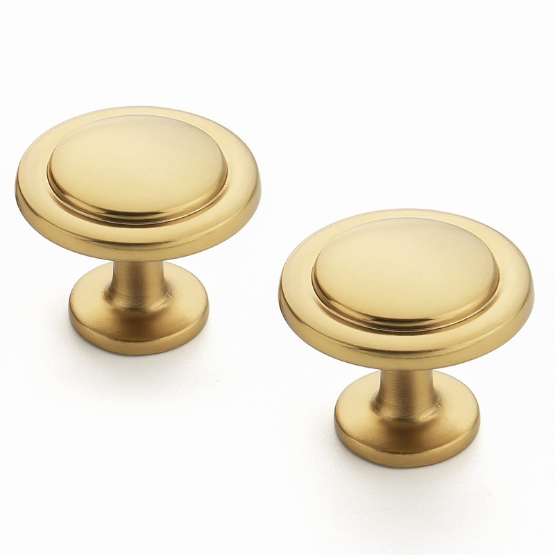 Ravinte 30 Pack 1-1/4" Cabinet Handles Brushed Brass Kitchen Knobs
