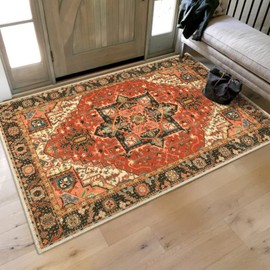 Collive Indoor Door Mat Retro Floor Mat, Non Slip Washable Doormat Large Size Quickly Absorb Welcome Mats Low-Pile Front Door Rug Inside Entryway Carpet for Entrance - 36" x 59"