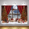 Mocsicka Christmas Backdrop for Photography Wood Window Xmas Trees Photography