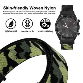 WOCCI 18mm Adjustable Nylon Watch Band, Quick Release Sport Loop Strap (Jungle Camo)