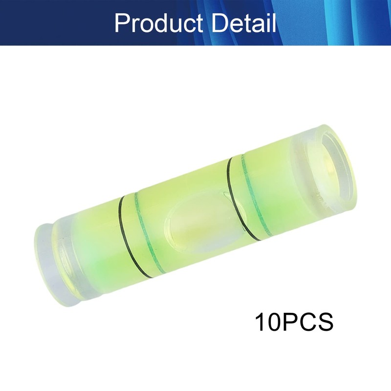 Hegebeck 10Pcs Small Cylindrical Bubble Spirit Level Vials, 9.5×34 mm/
