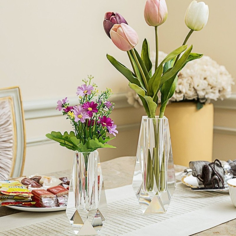 DONOUCLS Crystal Flower Bud Vase, Christmas Decorations for Home Wedding