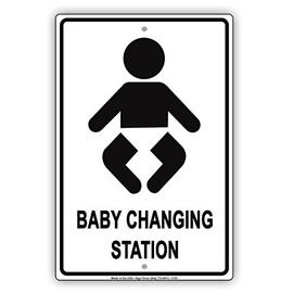 Baby Changing Station With Graphic Designated Restroom Alert Caution Warning Notice Aluminum Metal Tin 8"x12" Sign Plate