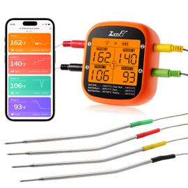 Termómetro digital inalámbrico de lectura instantánea para alimentos y carne, con pantalla LCD y 4 sondas de acero inoxidable, termómetro electrónico 