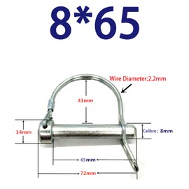 5 Pcs Wire Lock Pin, 8mm x 65mm D Shape Shaft Locking Pin Hitch Pin with Round Arch Safety Coupler Pin for Farm Trailers Lawn Garden