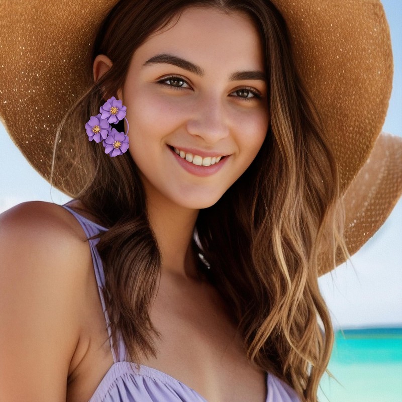 EVER FAITH Boho Flower Earrings, Large Statement Daisy Earrings for