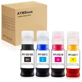 AYMSous 4-Pack Pigment Ink PFI-050 PFI050 PFI 050 Ink Bottle Used for Canon imagePROGRAF TC-20 TC-20M Printer (70ML/Pack Black/Cyan/Magenta/Yellow)