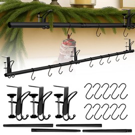 Hoolerry 3 in 1 Christmas Stocking Garland Hanger for Mantle Fireplace 3 Mantel Garland Hangers with 4 Adjustable Tension Rods 10 S Hooks for Xmas Holiday Stocking Wreath Hanging Ornament Decorations