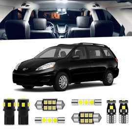ENDPAGE 17pcs Sienna LED Interior Light Kit for Toyota Sienna 2004 2005 2006 2007 2008 2009 2010 White 6000K Interior LED Lighting Package + License Plate Lights, Install Tool