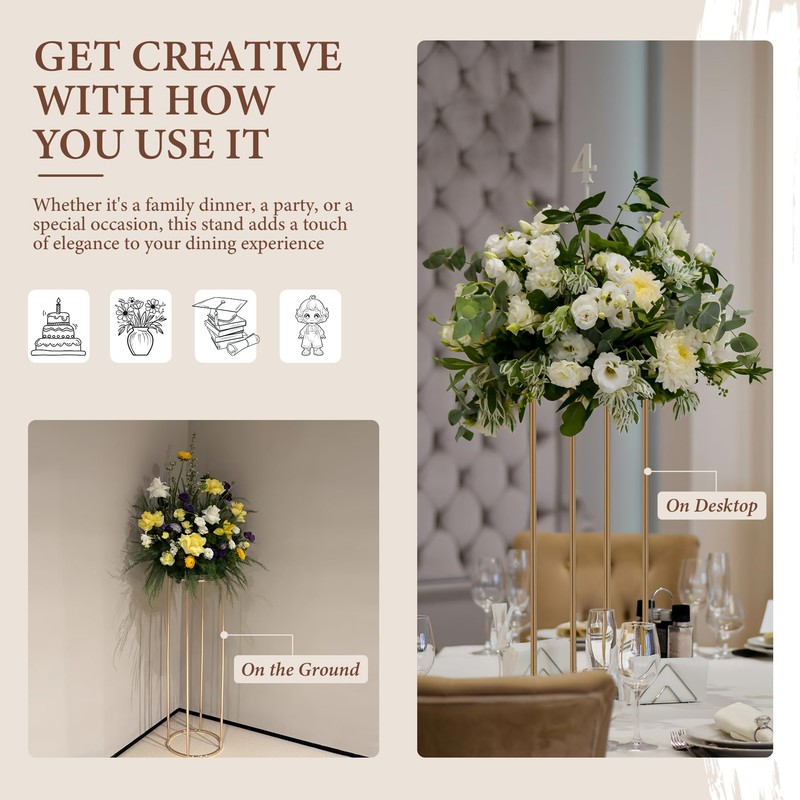 OIHYA 3PCS Cylinder Stands for Parties, Gold Metal Plant Cylinder