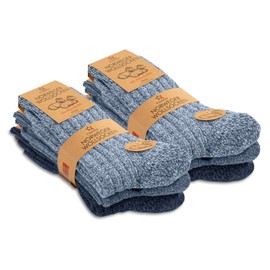 Footstar 6 Pairs of Norwegian Winter Wool Socks with Terry Cloth Plush Sole - 43-46
