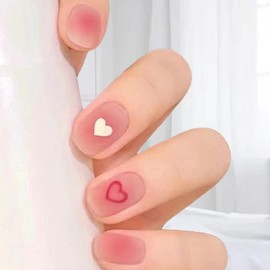 YOKIMO Nail Tip, Short 24 Pieces, Pink, Nail Tip, Popular, 3D Nails, Harajuku, Japanese Style, Dreamy, Handmade Nail Tip, Coming of Age Ceremony, Beautiful Decoration, Wedding Nail, Cute YOKIMO (#2 - Pink Heart)
