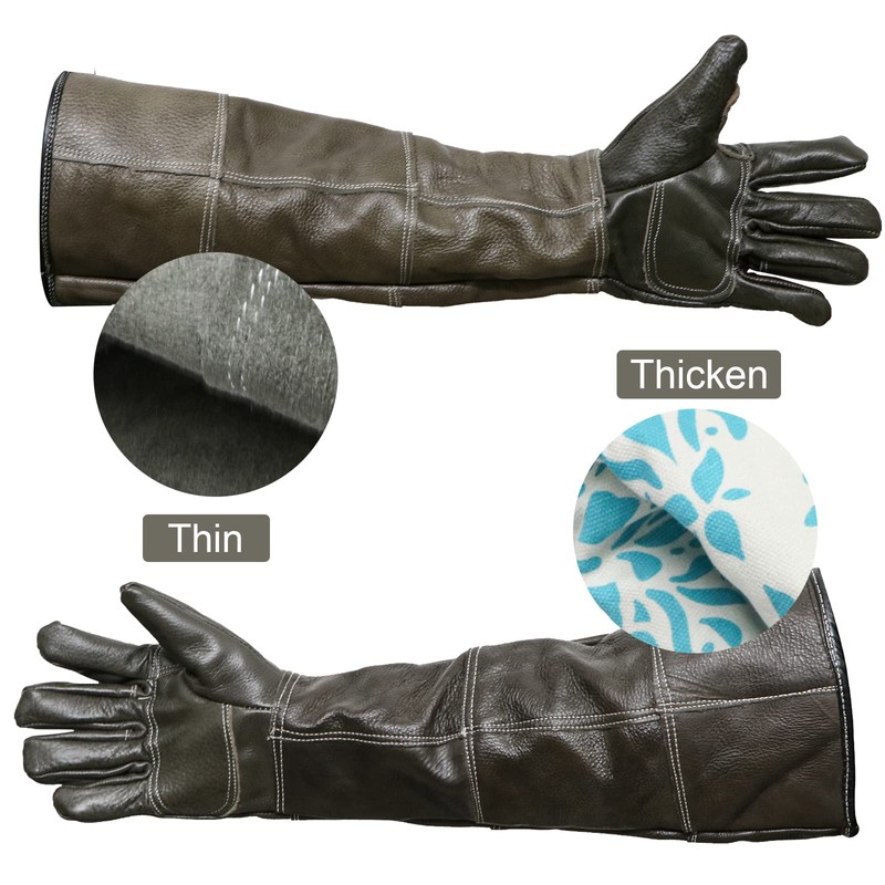 AOWPFVV Animal Handling Gloves Bite Proof Kevlar Reinforced Leather for