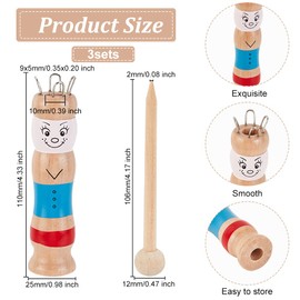 OLYCRAFT 3 Set French Knitter Colorful Spool Knitting Doll DIY Knitting Spool with Needle Wooden Crochet Machine for Spool Knitting Loom DIY Crafts Making Starter Supplies