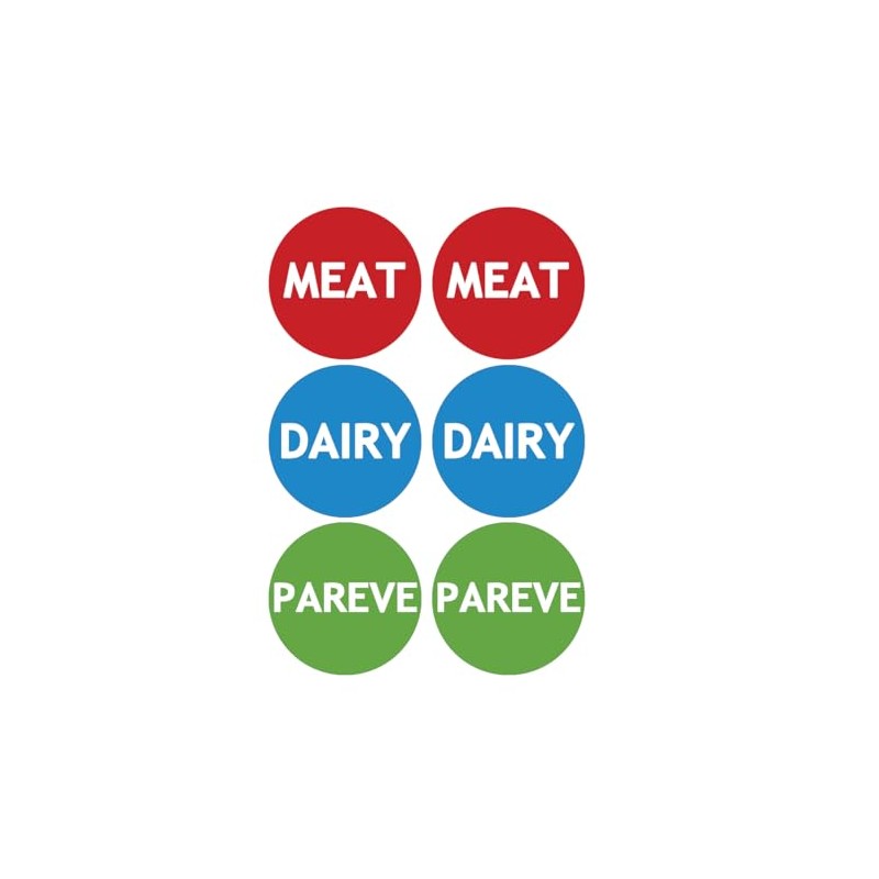 Kosher Labels,Meat Dairy Parve Stickers,Freezable Microwavable Dishwasher Safe Labels,1.5 inch,120