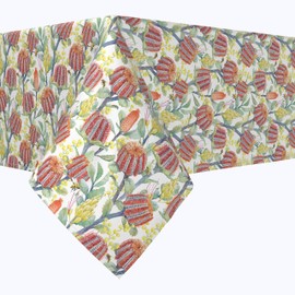 Fabric Textile Products, Machine Washable, 100% Milliken Polyester, Tablecloths, Table Runners, Napkins, & Outdoor Tablecloths, Australian Banksia (60" x 60")