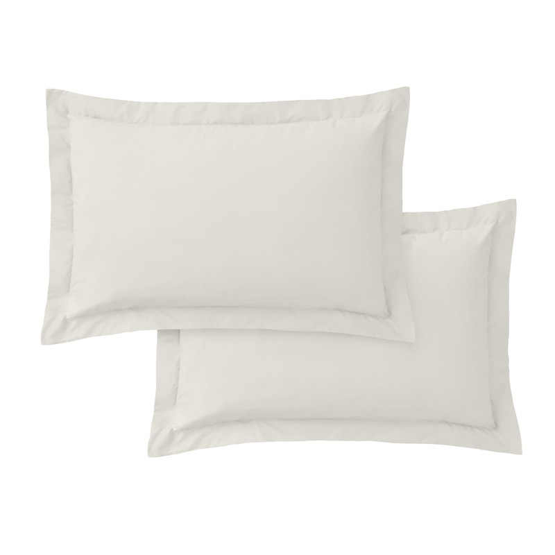 Bianca 200 Thread Count Cotton Percale Oxford Pillowcase Pair Cream