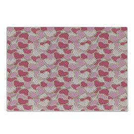 Ambesonne Valentines Cutting Board, Heart Shaped Cookies Surprise Tasty Goodies for Valentines Day, Decorative Tempered Glass Cutting and Serving Board, Small Size, Magenta Pale Pink Pale Brown