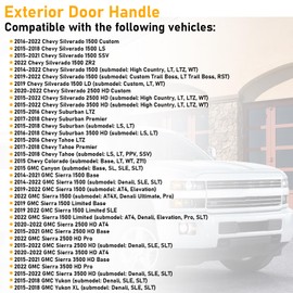 APESER Exterior Door Handle Compatible with 2014-2020 Chevy Silverado Tahoe/GMC Sierra Yukon,Front Rear Driver & Passenger Side Door Handle Replace for 84713663 84338766 22940647 22923598,Chrome