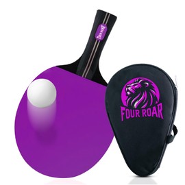 FourRoar Table Tennis Bat Purple with 7 Layers | Table Tennis Trowel Purple for All Levels | Includes Storage Case and Ball