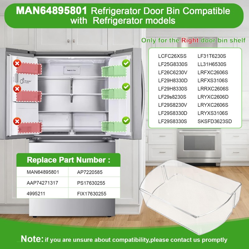 MAN64895801 Door Bin for Refrigerator LRFLC2706S, LF30S8210S, etc