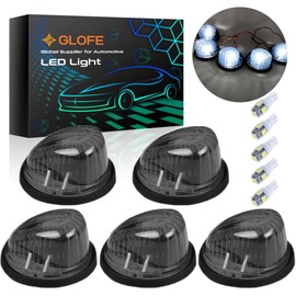 GLOFE Roof Running Cab Marker Light Smoked Cover Lens/Base Compatible with C/K Series 1977 1978 1979 1980 1981 1982 1983 1984 1985 1986 1987 Suburban and Blazer Pickup Truck + White T10 LED Bulbs