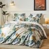 YASMENG Satin Bed Linen 135 x 200 cm Leaves Motif
