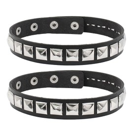 ZGDEIWGF 2 Pieces Stud Collar, Leather Studded Bracelet, Punk Rivet Collar, Rock Heavy Metal Rivet Bracelet, Goth Bracelet, Rivet Bracelet