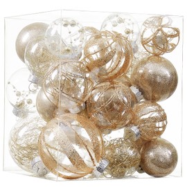 Adornos de bola de Navidad transparentes, 24 unidades, de plástico inastillable, adornos decorativos de Navidad, juego de bolas para árbol de Navidad con delicadas decoraciones brillantes para