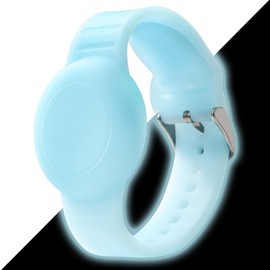 Foweroty AirTag Bracelet for Kids, Waterproof Cute Print Air tag Holder for Kids with Soft Silicone Full Coverage Anti-Lost Hidden Airtag Wristband Accessories for Child, Luminous Blue