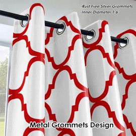 Melodieux Moroccan Patio Curtains for Extra Wide Window, Room Divider Blackout Grommet Drape for Sliding Glass Door, 1 Panel (100 x 96 Inch, Off White/Red)