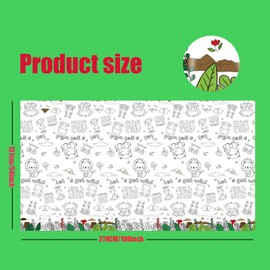 137*274cm Giant Colouring Table Cloth,Coloring Tablecloth for Kids,Paper Tablecloths Animals Rectangular Table Cover for Parties,Art Coloring Educational Tablecloth Party Supplies for Boys Girls