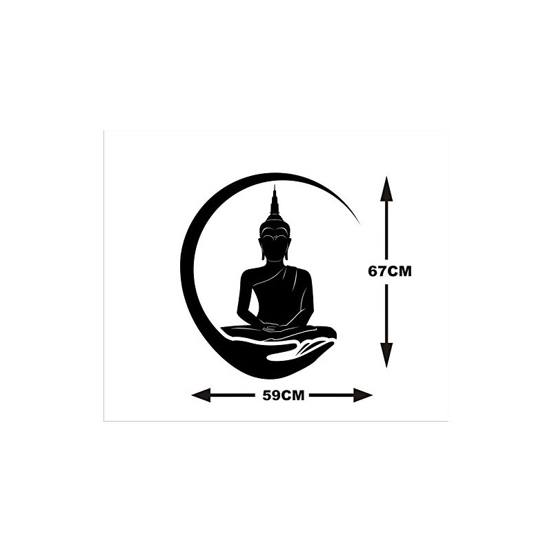 Heaven Decors Lord Buddha;Gautam Buddha Black Wall Decal and Sticker