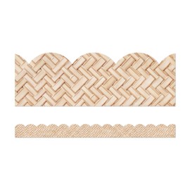 Carson Dellosa True to You 39Ft of Woven Bamboo Bulletin Board Borders, 13 Strips of Scalloped Trim for Rolling Whiteboard, Cork and Posterboard, Party Decorations, and Classroom Decor